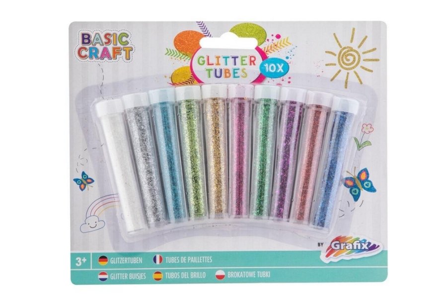 Glitter i tube 10 ass farver
